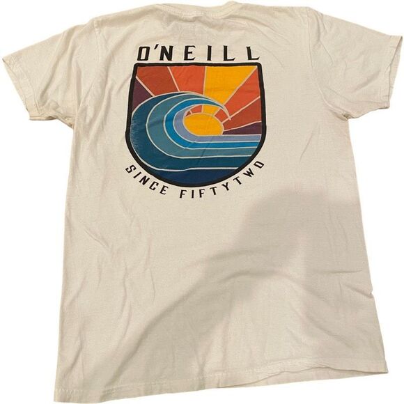 O’Neill Modern Fit White Mens Tee Wave Design Size S - Picture 1 of 9